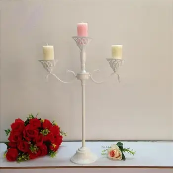 Белый металлический подсвечник высотой 60 см / металлические канделябры/ простые 3-рычажные полые подсвечники для свечей, свадебные украшения для дома