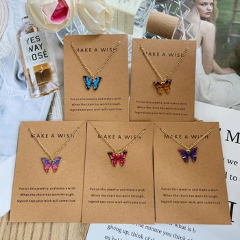 Женское ожерелье с бабочкой, новое ожерелье с бабочкой в корейском стиле, подарок для девочки, милая бижутерия на шею, подарок для девочки