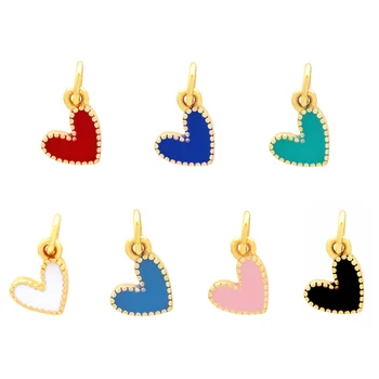 Маленькие разноцветные эмалевые подвески в виде сердца, кольца, браслеты, ожерелья, подвески, ювелирные изделия для изготовления, Принадлежности, Аксессуары Оптом