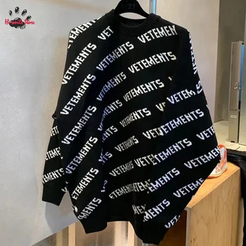 Мужской женский Вязаный свитер VETEMENTS с буквенным логотипом 1: 1, лучшее качество, Модная Классическая уличная одежда VTM, Осенне-зимняя одежда