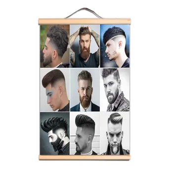 Создайте классический образ в своей парикмахерской с помощью этой деревянной картины на холсте - Винтажный классический мужской плакат с короткими волосами