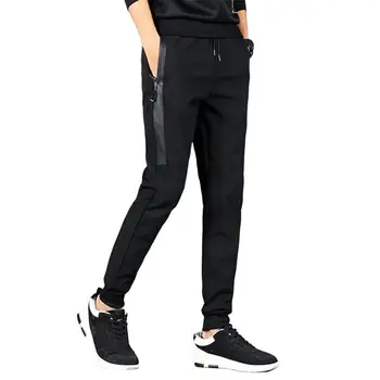 Стильные спортивные брюки, однотонная универсальная уличная одежда, мужские брюки для бега трусцой с завязками на щиколотках