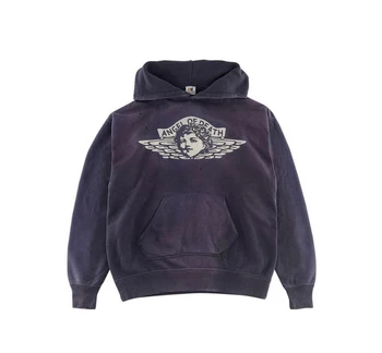 Хип-хоп
 Выстиранная фиолетовая толстовка с капюшоном Saint Michael ANGEL для мужчин и женщин 1: 1, Пуловер с капюшоном Destroy лучшего качества 